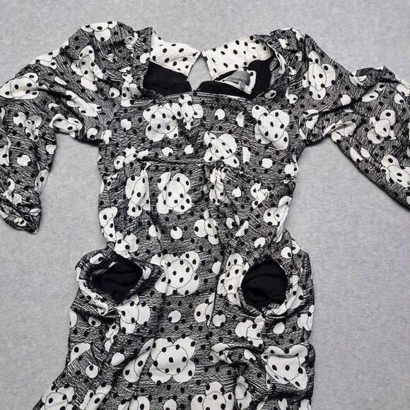Anthropologie Dress Womens 4 Babydoll Tunic Black White Flowers - Picture 6 of 16
